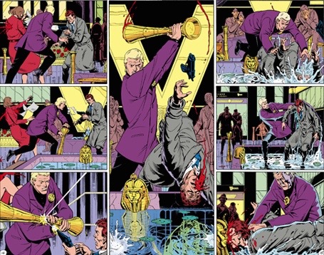 Watchmen_Fearful_Symmetry-The middle two pages of Watchmen #5, titled %22Fearful Symmetry%22. The whole of the issue's layout was intended to be symmetrical, culminating in this center spread, where the pages reflect one another