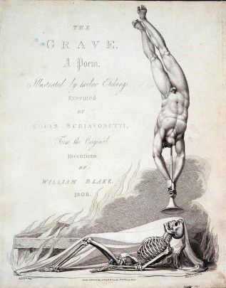 The frontispiece, designed by William Blake, of Robert Blair’s poem The Grave, 1808